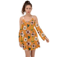 Flower Orange Pattern Floral Boho Dress by Dutashop