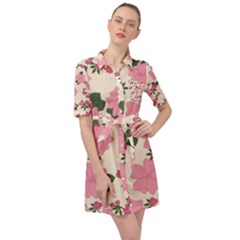 Floral Vintage Flowers Belted Shirt Dress by Dutashop