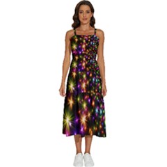 Star Colorful Christmas Abstract Sleeveless Shoulder Straps Boho Dress by Dutashop