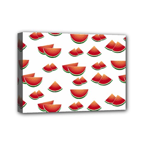 Summer Watermelon Pattern Mini Canvas 7  X 5  (stretched) by Dutashop