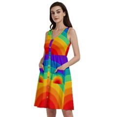 Rainbow Background Colorful Sleeveless Dress With Pocket by Bajindul