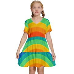 Rainbow Background Colorful Kids  Short Sleeve Tiered Mini Dress by Bajindul