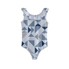 Geometric Triangle Modern Mosaic Kids  Frill Swimsuit by Amaryn4rt