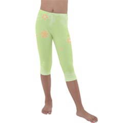 Aniseed Green Vintage Background Kids  Lightweight Velour Capri Leggings  by Amaryn4rt