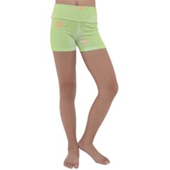 Aniseed Green Vintage Background Kids  Lightweight Velour Yoga Shorts by Amaryn4rt