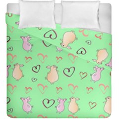 Pig Heart Digital Duvet Cover Double Side (king Size) by Ravend