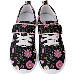 Flowers Pattern Men s Velcro Strap Shoes by Ravend