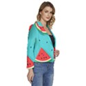 Watermelon Fruit Slice Women s Long Sleeve Revers Collar Cropped Jacket View3