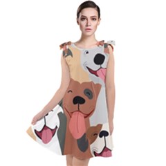 Dogs Pet Background Pack Terrier Tie Up Tunic Dress by Ravend