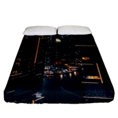 Photo Of Buildings During Nighttime Fitted Sheet (queen Size) by Modalart