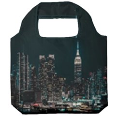 Skyline Photography Of Buildings Foldable Grocery Recycle Bag by Modalart