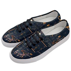 Photo Of Buildings During Nighttime Women s Classic Low Top Sneakers by Modalart