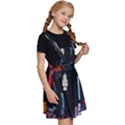 Roadway Surrounded Building During Nighttime Kids  Apron Dress View3