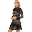 Blue Yellow And Green Lighted Pagoda Tower Long Sleeve Velour Longline Dress View2