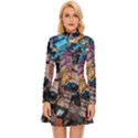 Aerial Photo Of Cityscape At Night Long Sleeve Velour Longline Dress View1