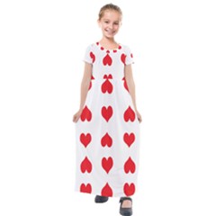 Heart Red Love Valentines Day Kids  Short Sleeve Maxi Dress by Bajindul