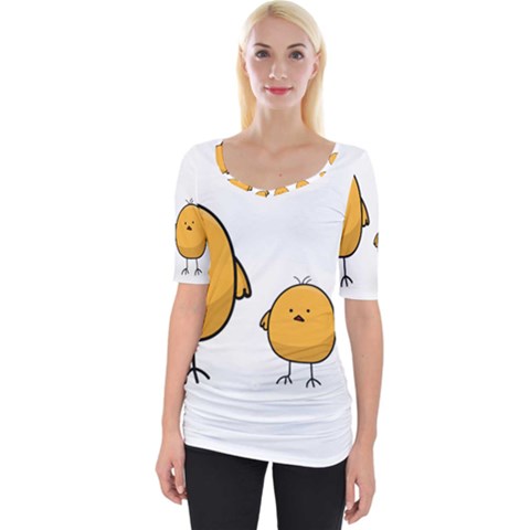 Chick Easter Cute Fun Spring Wide Neckline T-shirt by Ndabl3x