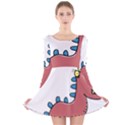 Dinosaur Dragon Drawing Cute Long Sleeve Velvet Skater Dress View1