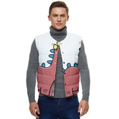 Dinosaur Dragon Drawing Cute Men s Button Up Puffer Vest	 by Ndabl3x