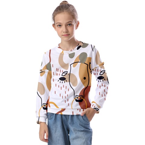 Abstract Bull Art Design Kids  Long Sleeve T-shirt With Frill  by Ndabl3x