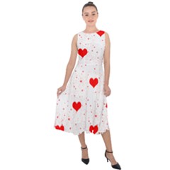 Hearts Romantic Love Valentines Midi Tie-back Chiffon Dress by Ndabl3x