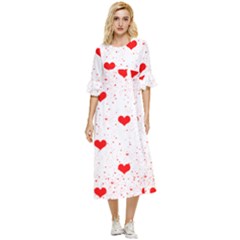 Hearts Romantic Love Valentines Double Cuff Midi Dress by Ndabl3x