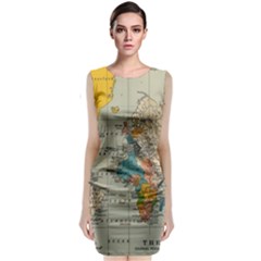 Vintage World Map Sleeveless Velvet Midi Dress by Ndabl3x