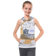 Poster Map Flag Lotus Boat Kids  Sleeveless Hoodie by Grandong