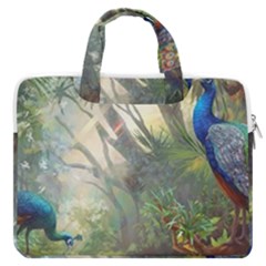 Peafowl Peacock Bird Birds Painting Art Wildlife Macbook Pro 13  Double Pocket Laptop Bag by Sarkoni