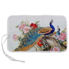 Birds Peacock Artistic Colorful Flower Painting Pen Storage Case (l) by Sarkoni