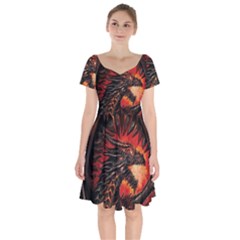 Dragon Short Sleeve Bardot Dress by Ndabl3x