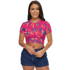 Pattern Booty Faces Side Button Cropped T-shirt by Ndabl3x