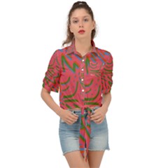 Pattern Saying Wavy Tie Front Shirt  by Ndabl3x