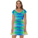 Wave Rainbow Bright Texture Short Sleeve Tiered Mini Dress View1