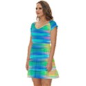 Wave Rainbow Bright Texture Short Sleeve Tiered Mini Dress View2