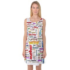 Writing Author Motivation Words Sleeveless Satin Nightdress by Sarkoni