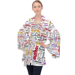 Writing Author Motivation Words Long Sleeve Velvet Kimono  by Sarkoni