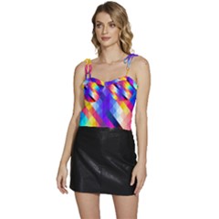 Abstract Background Colorful Pattern Flowy Camisole Tie Up Top by Sarkoni