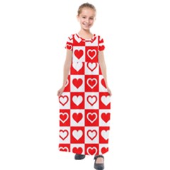 Background Card Checker Chequered Kids  Short Sleeve Maxi Dress by Sarkoni