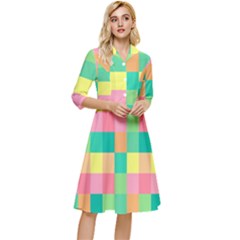Checkerboard Pastel Square Classy Knee Length Dress by Grandong