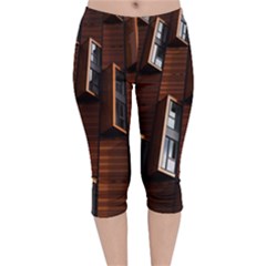 Abstract Architecture Building Business Velvet Capri Leggings  by Amaryn4rt