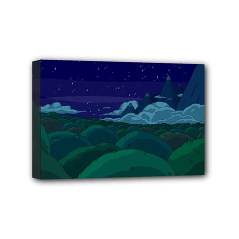 Adventure Time Cartoon Night Green Color Sky Nature Mini Canvas 6  X 4  (stretched) by Sarkoni