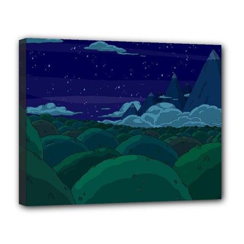 Adventure Time Cartoon Night Green Color Sky Nature Canvas 14  X 11  (stretched) by Sarkoni