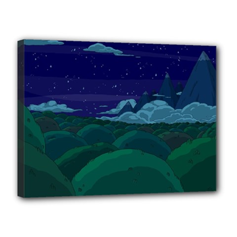 Adventure Time Cartoon Night Green Color Sky Nature Canvas 16  X 12  (stretched) by Sarkoni