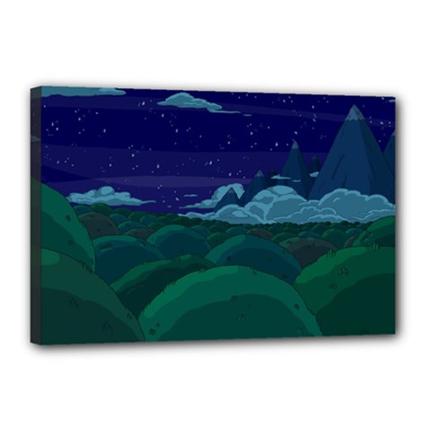 Adventure Time Cartoon Night Green Color Sky Nature Canvas 18  X 12  (stretched) by Sarkoni