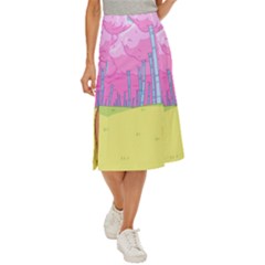 Red Mushroom Animation Adventure Time Cartoon Multi Colored Midi Panel Skirt by Sarkoni