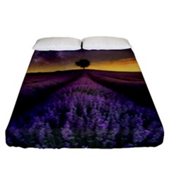 Bed Of Purple Petaled Flowers Photography Landscape Nature Fitted Sheet (queen Size) by Sarkoni