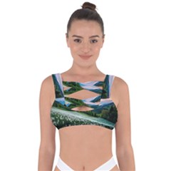 Field Of White Petaled Flowers Nature Landscape Bandaged Up Bikini Top by Sarkoni