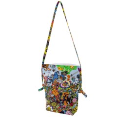 Cartoon Characters Tv Show  Adventure Time Multi Colored Folding Shoulder Bag by Sarkoni