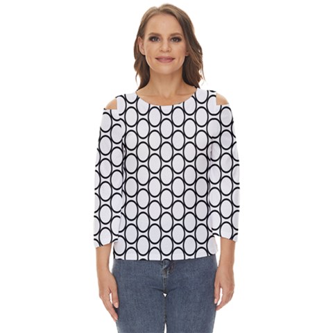 Black Pattern Halftone Wallpaper Cut Out Wide Sleeve Top by Apen